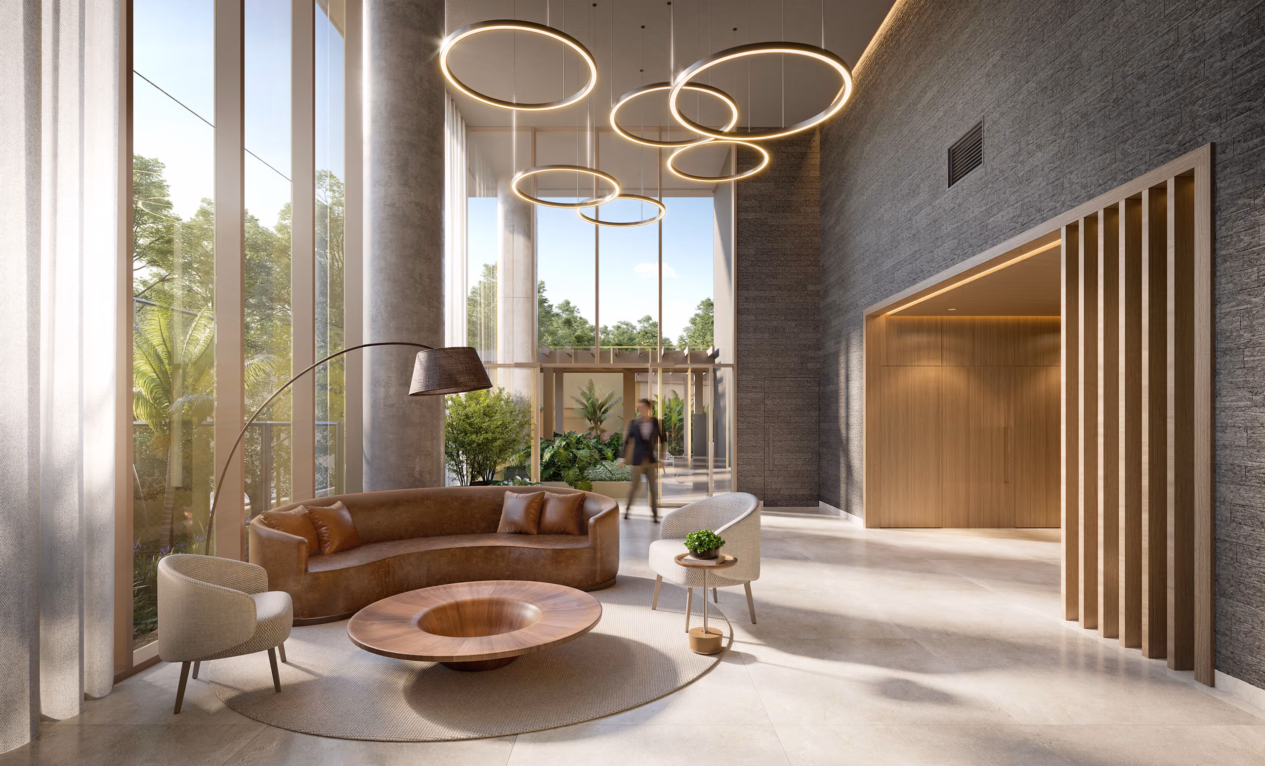 Lobby residencial do Platz 450 - perspectiva ilustrada